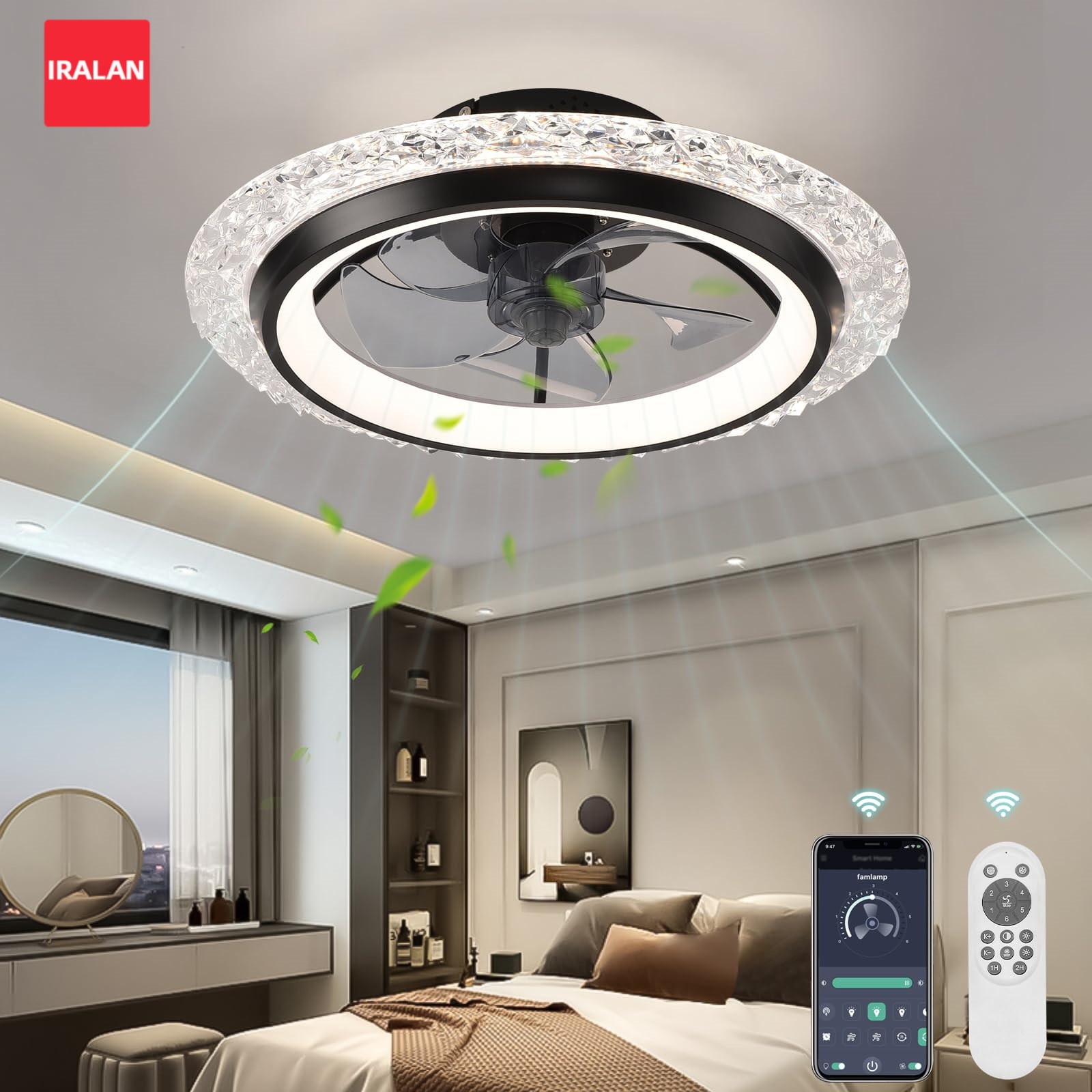 Smart Ceiling Fan - مروحة سقف ذكية IRALAN مع إضاءة