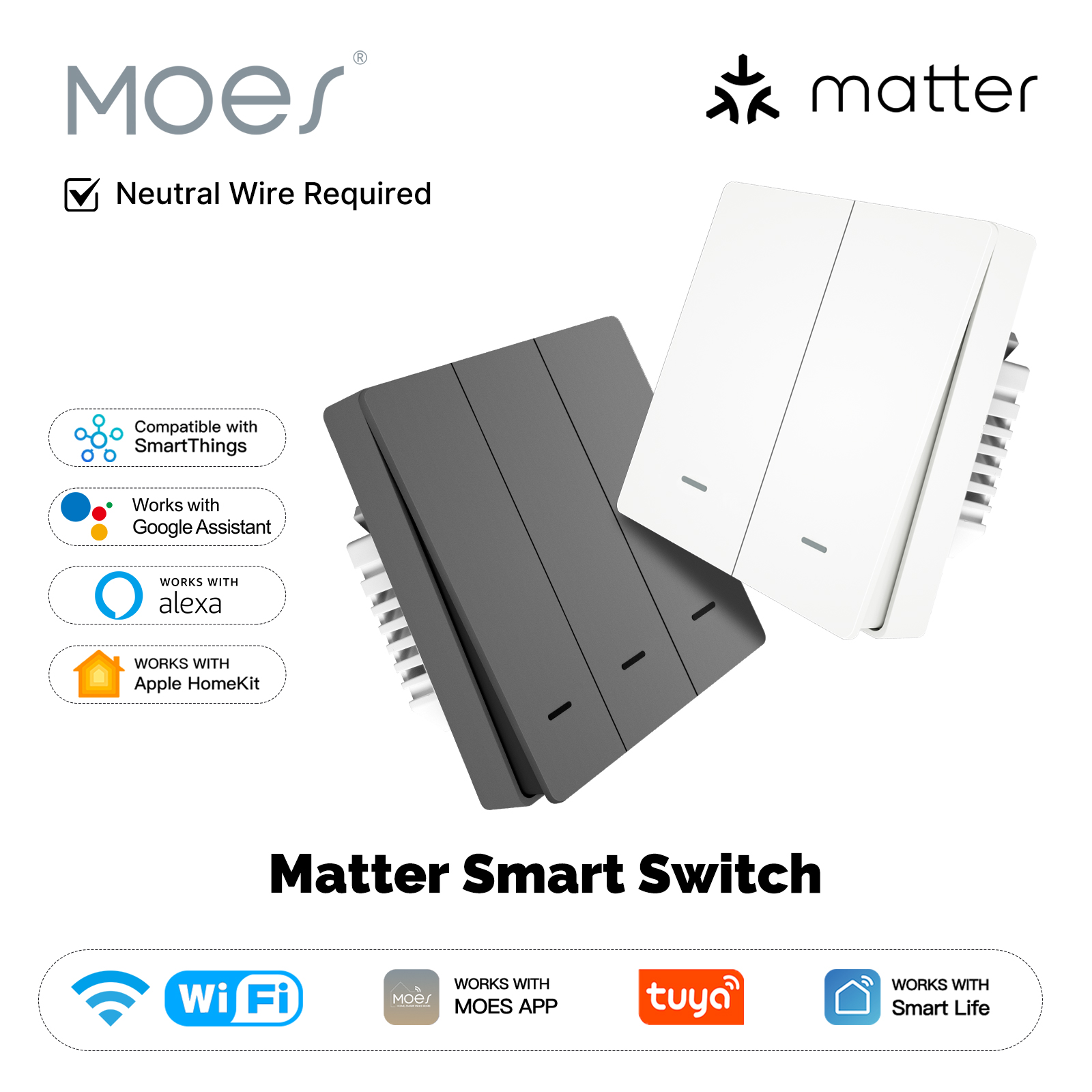 Smart Home Dashboard - MOES Matter Tuya WiFi مفتاح الضوء